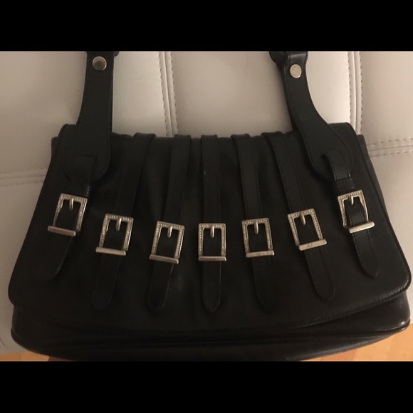 RARE VERSACE Black Leather UNUSUAL Detailed Bag - Picture 5 of 7